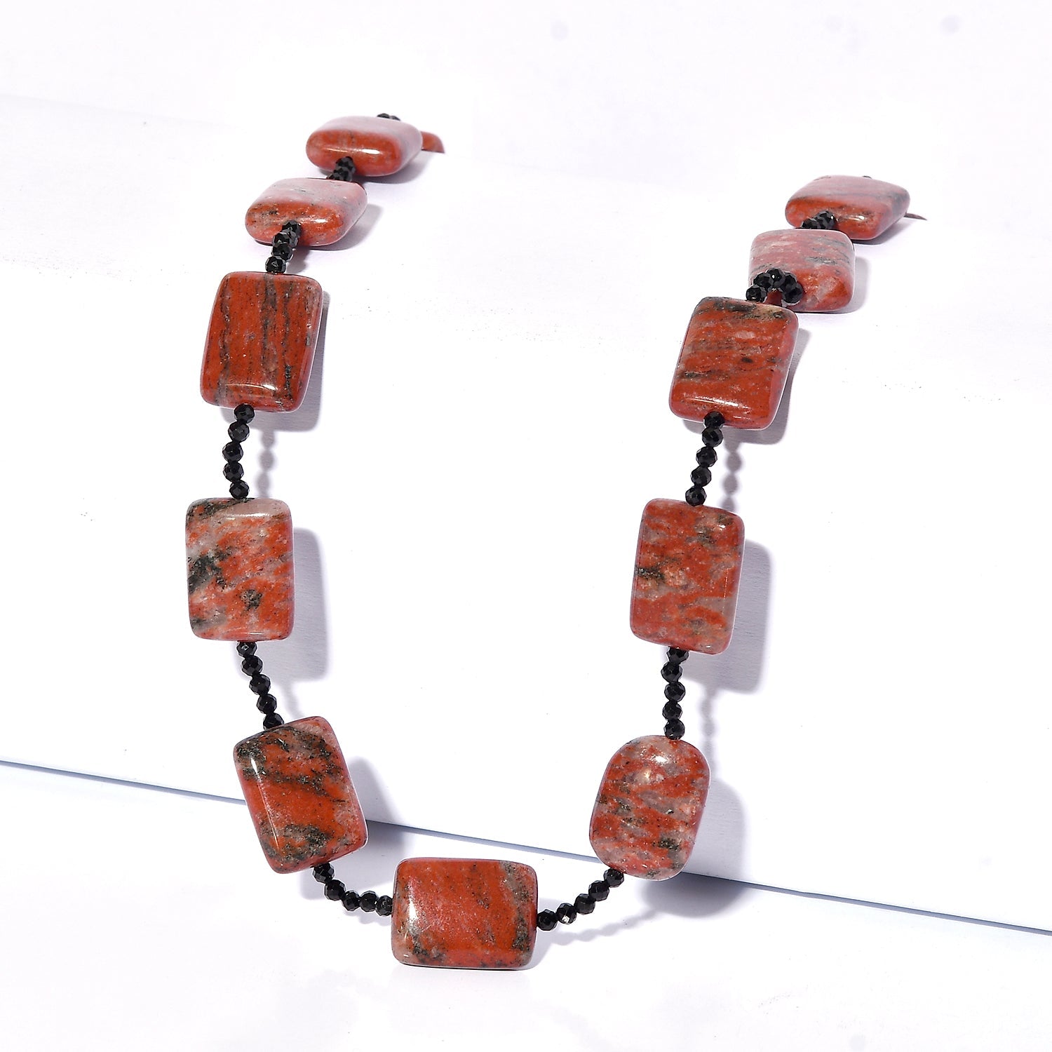 Red Jasper &amp; Black Spinel Necklace (Size - 26) 255.00 Ct. V32357993 0