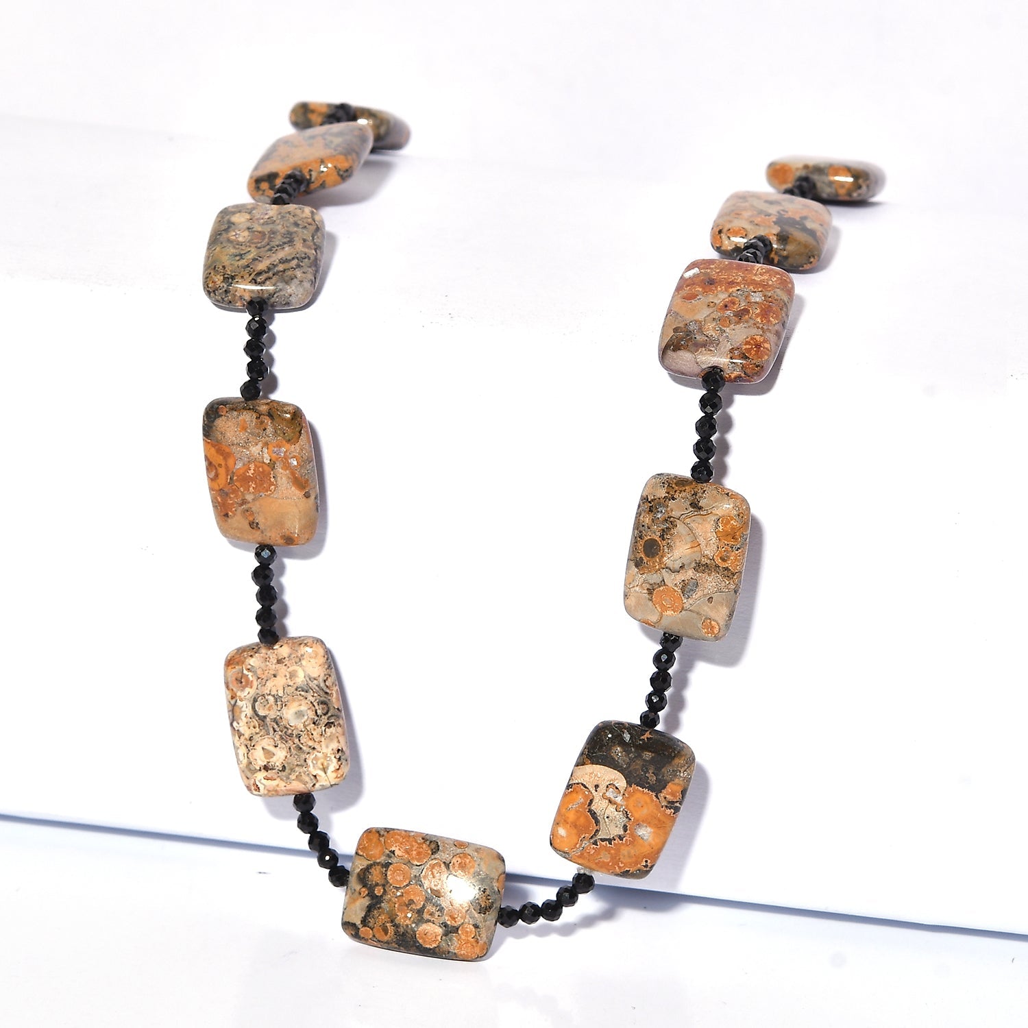 Bumble Bee Jasper &amp; Black Spinel Necklace (Size - 26) 215.00 Ct. V32351317 0