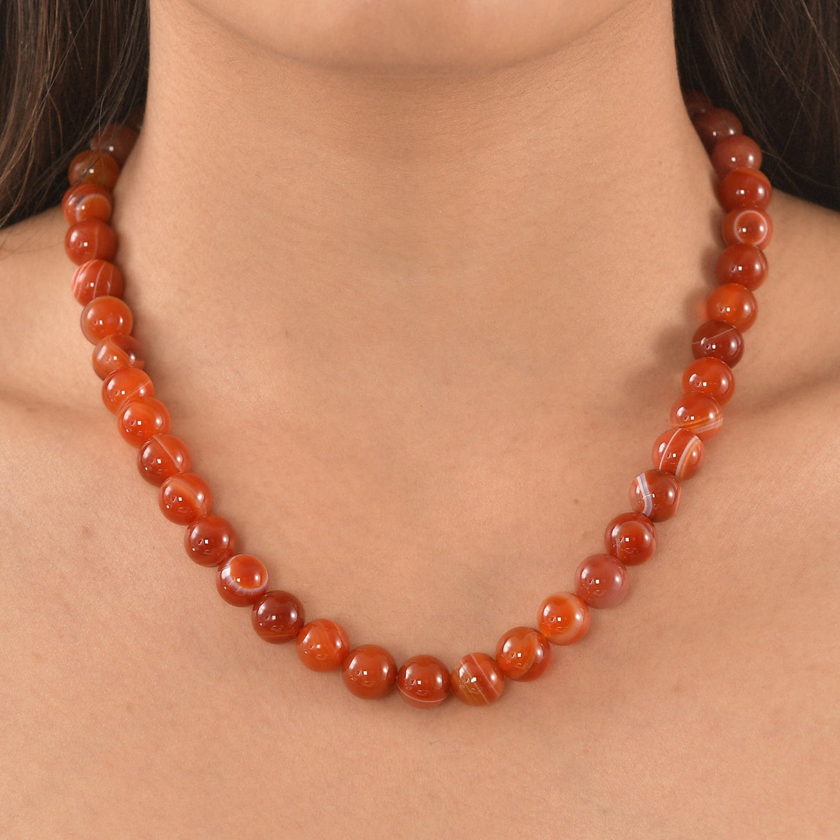 Banded Agate Beads Necklace (Size - 18-2 Ext) V32356123 2