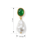 Green Onyx & White Shell Pearl Beads Earring with Push Back 40.00  Ct._8545180_4