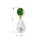 Green Onyx & White Shell Pearl Beads Drop Earring with Push Back 40.00 Ct.