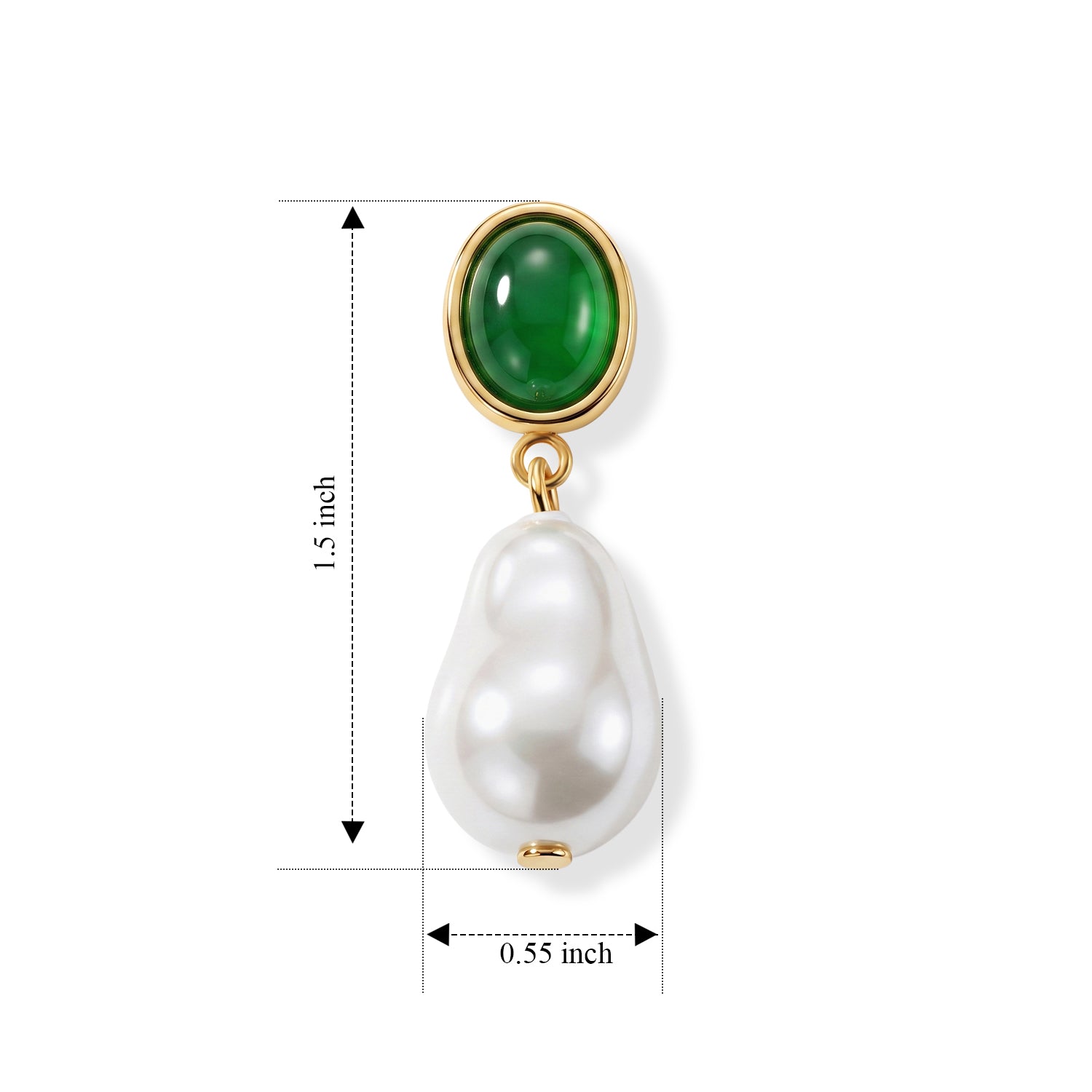 Green Onyx &amp; White Shell Pearl Beads Drop Earring with Push Back 40.00 Ct. V32362713 4