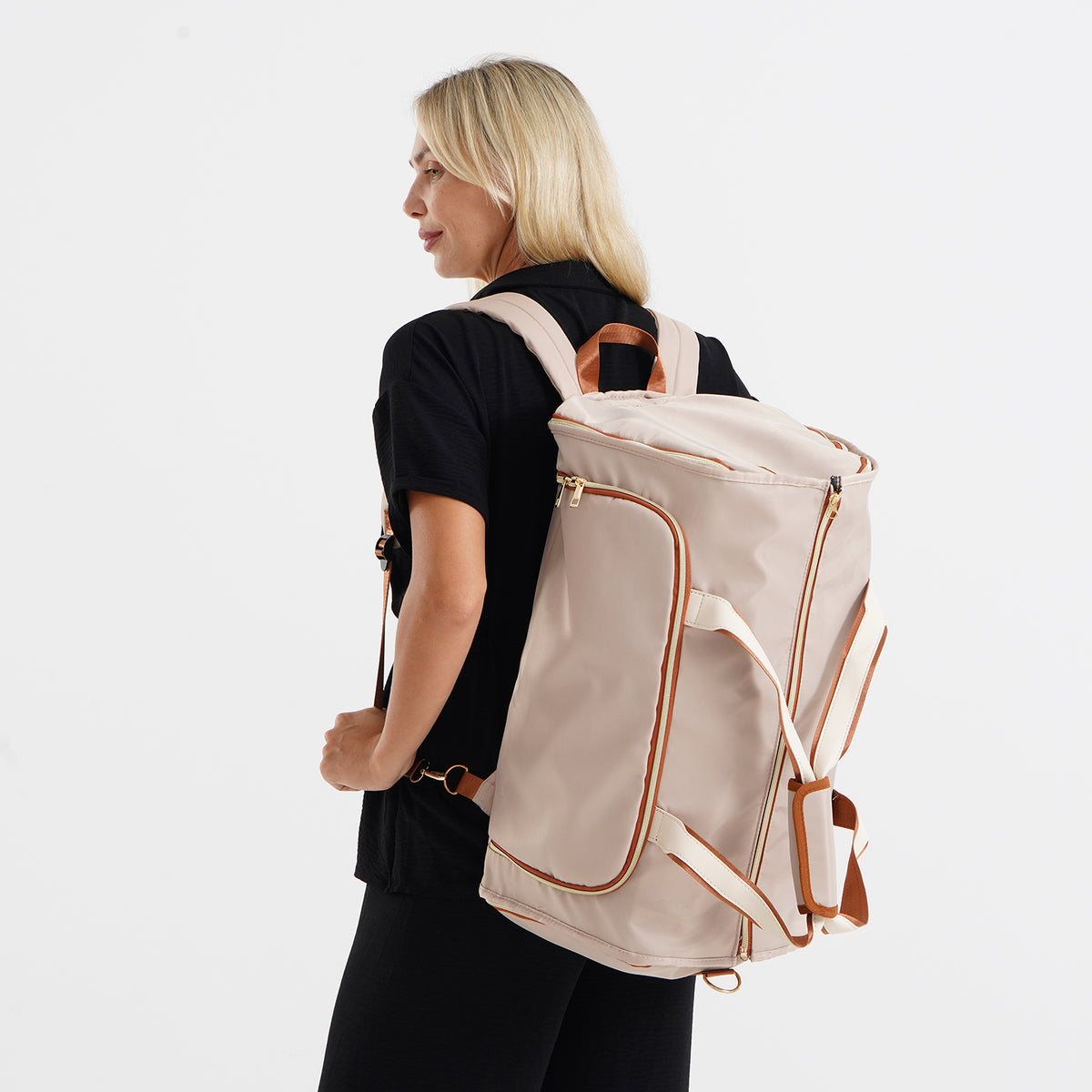 3 in 1 Weekend Bag with Suit/Dress Carrier &amp; Rucksack - Beige V32587530 2