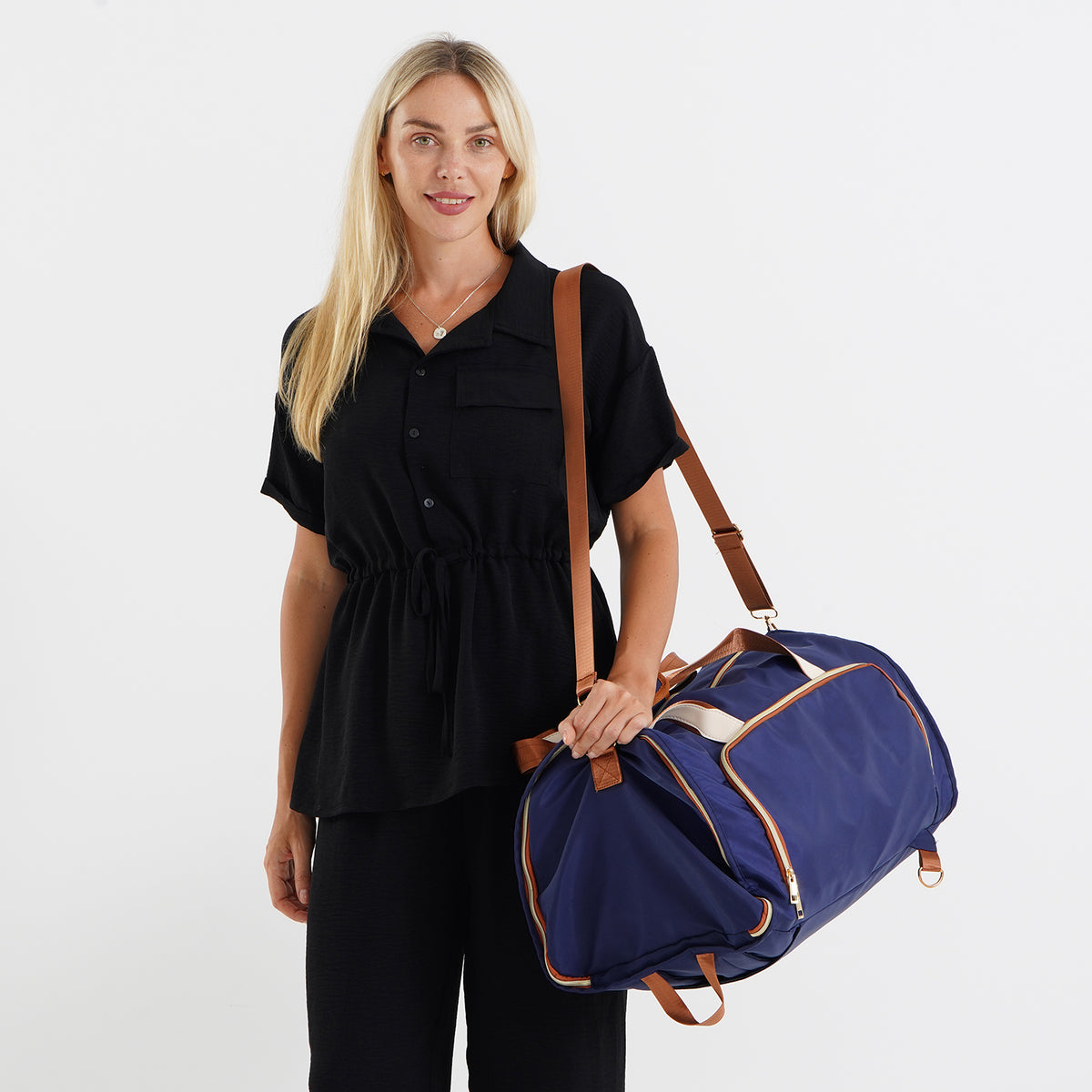 3 in 1 Weekend Bag with Suit/Dress Carrier &amp; Rucksack - Blue V32602557 1