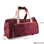 Travel Holdall Duffle Bag with Suit-Dress HolderFCarry Handles with Adjustable Shoulder Strap - Burgundy_8545209_8