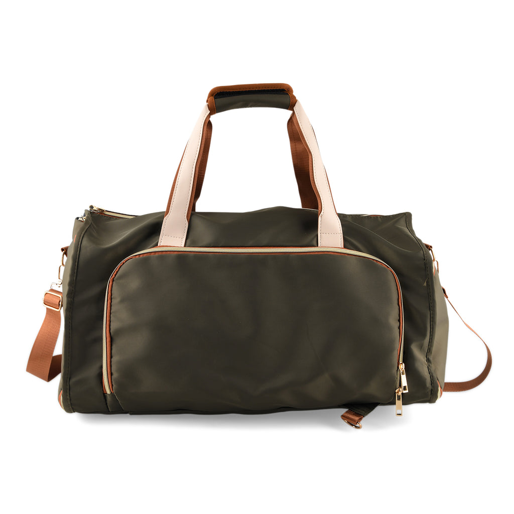Travel Holdall Duffle Bag with Suit-Dress HolderFCarry Handles with Adjustable Shoulder Strap - Green_8545210