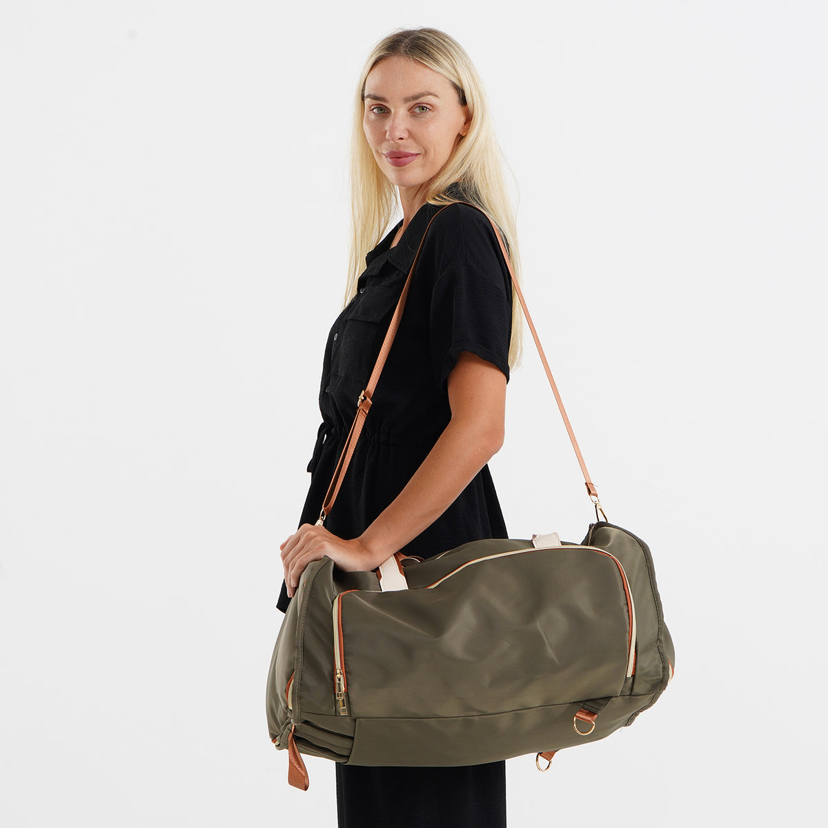 Travel Holdall Duffle Bag with Suit-Dress HolderFCarry Handles with Adjustable Shoulder Strap - Green V32669538 2