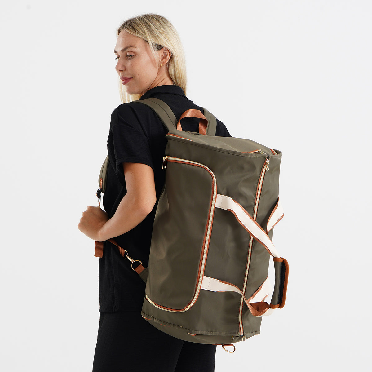 Travel Holdall Duffle Bag with Suit-Dress HolderFCarry Handles with Adjustable Shoulder Strap - Green V32669538 3