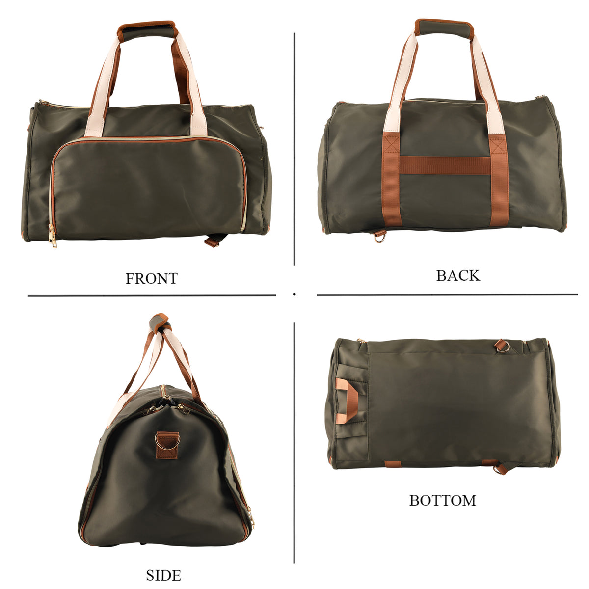 Travel Holdall Duffle Bag with Suit-Dress HolderFCarry Handles with Adjustable Shoulder Strap - Green V32669538 4