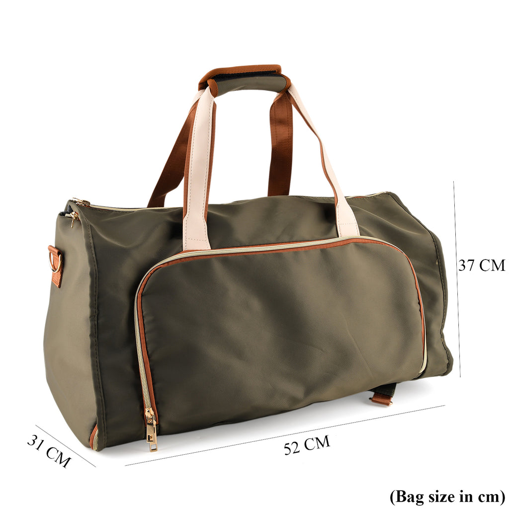 Travel Holdall Duffle Bag with Suit-Dress HolderFCarry Handles with Adjustable Shoulder Strap - Green_8545210_8
