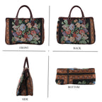 Designer Inspired Women's Floral Print Travel Handbag - Black & Multicolour_8545222_3