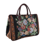 Designer Inspired Women's Floral Print Travel Handbag - Black & Multicolour_8545222_6