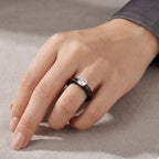 9K Yellow Gold Natural Boots Black Jadeite & Lab Grown Diamond (SI/G-H 1.00 Ct) Solitaire Band Ring 16.50 Ct_8545234_1
