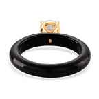 9K Yellow Gold Natural Boots Black Jadeite & Lab Grown Diamond (SI/G-H 1.00 Ct) Solitaire Band Ring 16.50 Ct_8545234_4