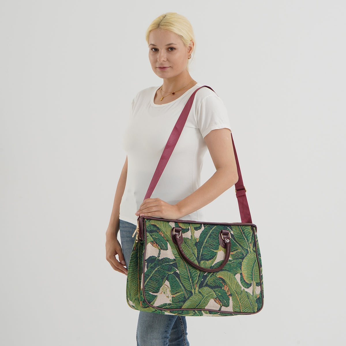 Designer Closeout - Tapestry Large Handbag With Detachable Shoulder Strap - Green 8545244 2
