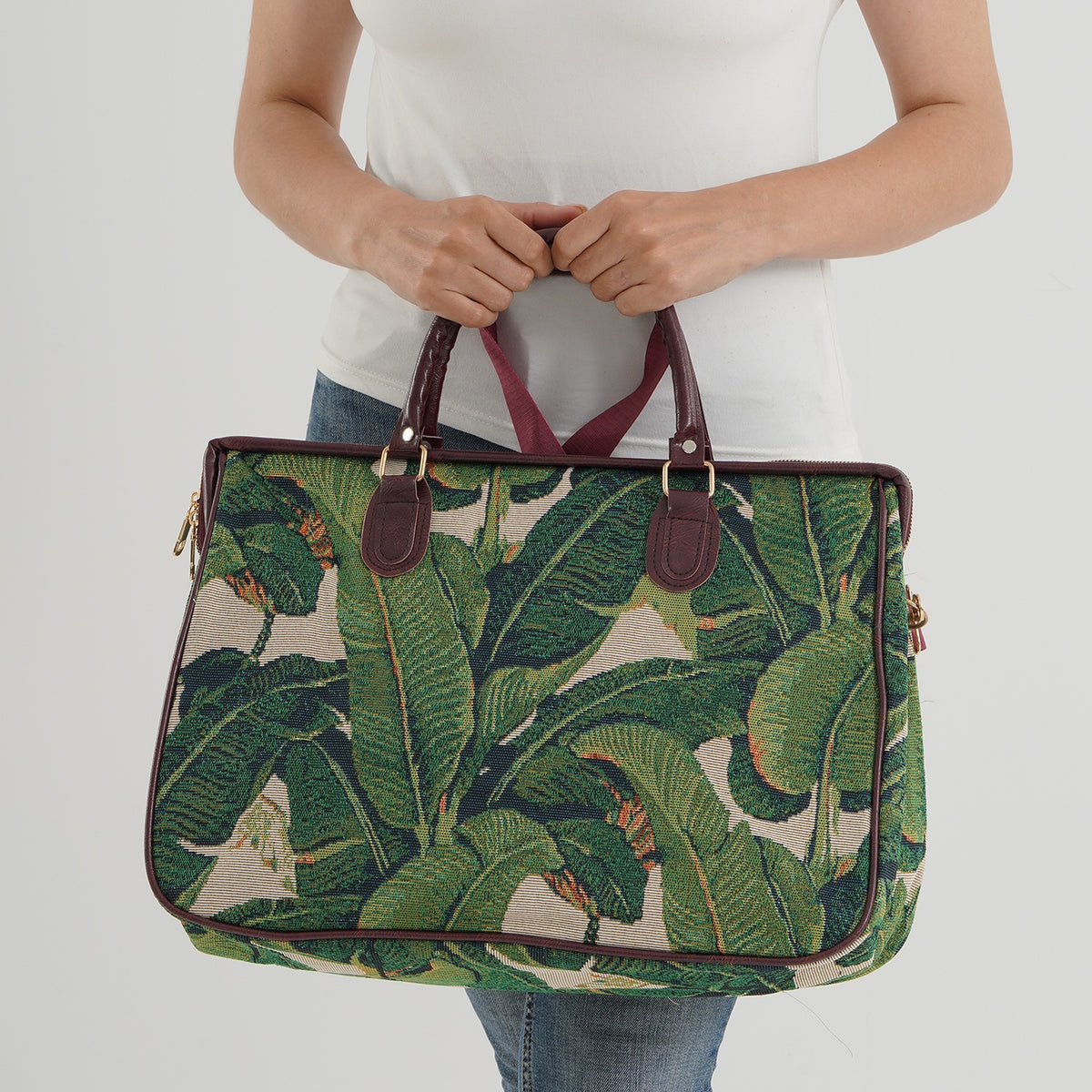 Designer Closeout - Tapestry Large Handbag With Detachable Shoulder Strap - Green 8545244 3