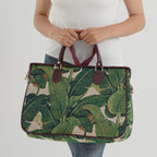 Designer Closeout - Tapestry Large Handbag With Detachable Shoulder Strap - Green_8545244_2