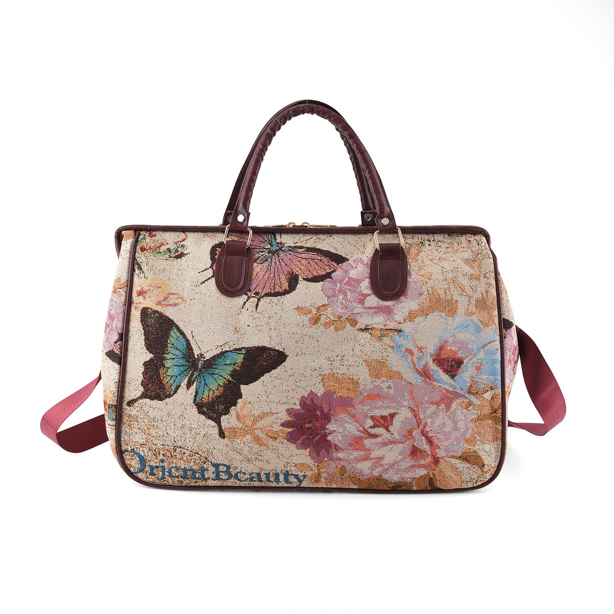Designer Closeout - Tapestry Large Handbag With Detachable Shoulder Strap - Butterfly V32665947 0