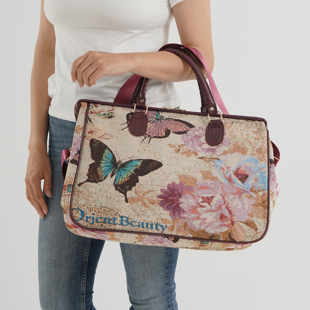 Designer Closeout - Tapestry Large Handbag With Detachable Shoulder Strap - Butterfly_8545246_2