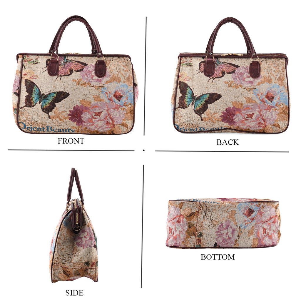 Designer Closeout - Tapestry Large Handbag With Detachable Shoulder Strap - Butterfly_8545246_3