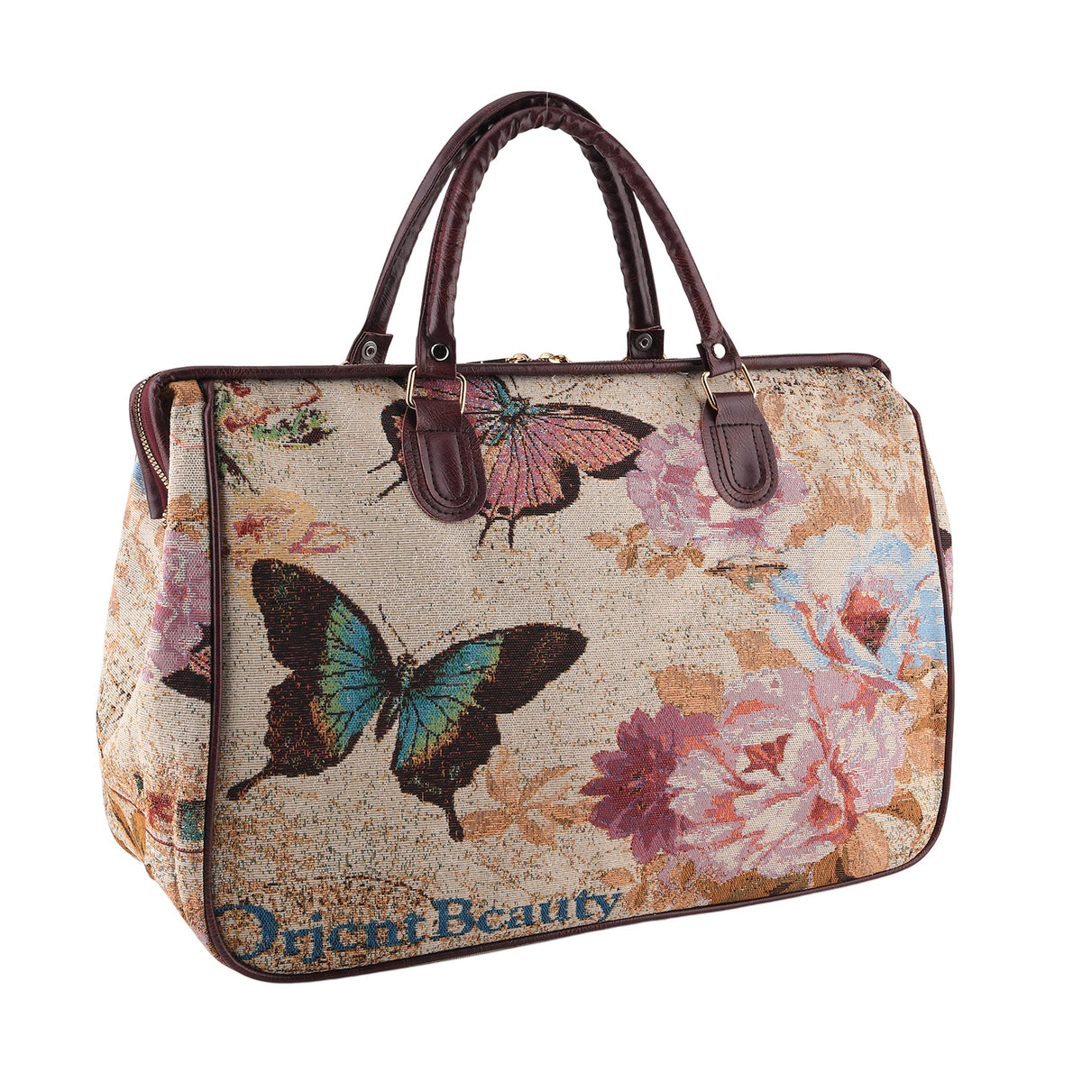 Designer Closeout - Tapestry Large Handbag With Detachable Shoulder Strap - Butterfly V32665947 7
