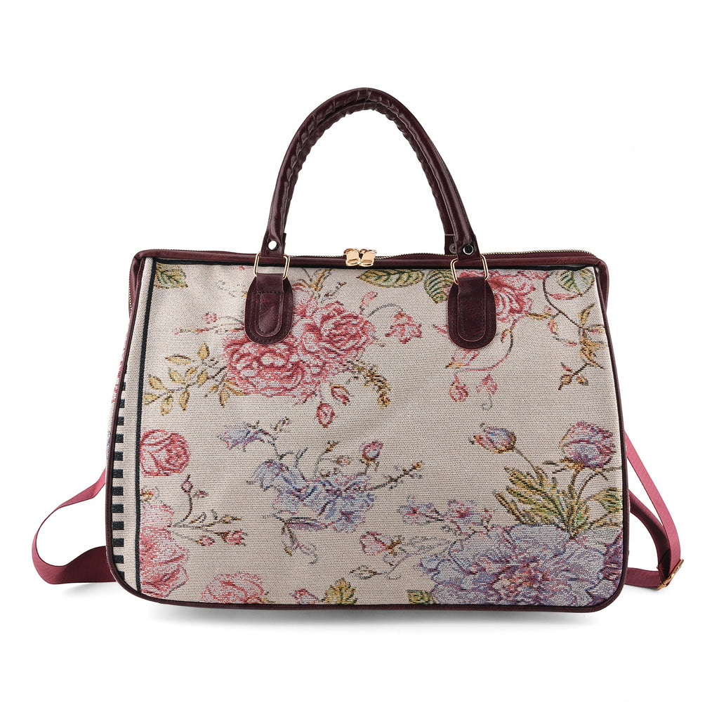 Designer Closeout - Tapestry Large Handbag With Detachable Shoulder Strap - Floral_8545247