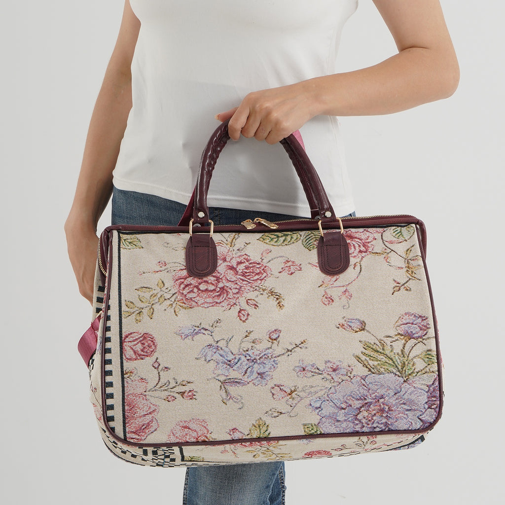Designer Closeout - Tapestry Large Handbag With Detachable Shoulder Strap - Floral_8545247_2