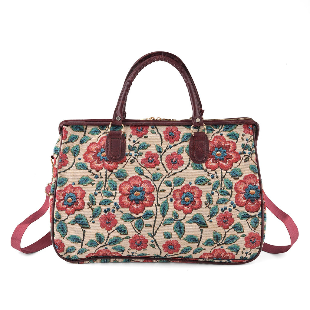 Designer Closeout - Tapestry Large Handbag With Detachable Shoulder Strap - Rose_8545260
