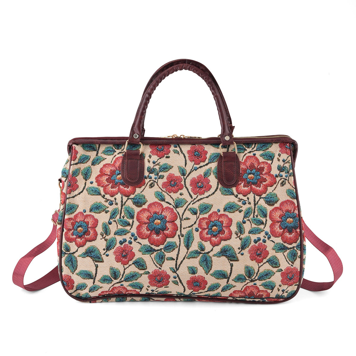 Designer Closeout - Tapestry Large Handbag With Detachable Shoulder Strap - Rose V32665977 0