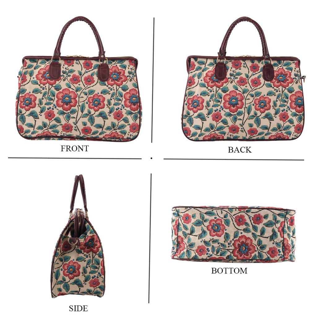 Designer Closeout - Tapestry Large Handbag With Detachable Shoulder Strap - Rose_8545260_3
