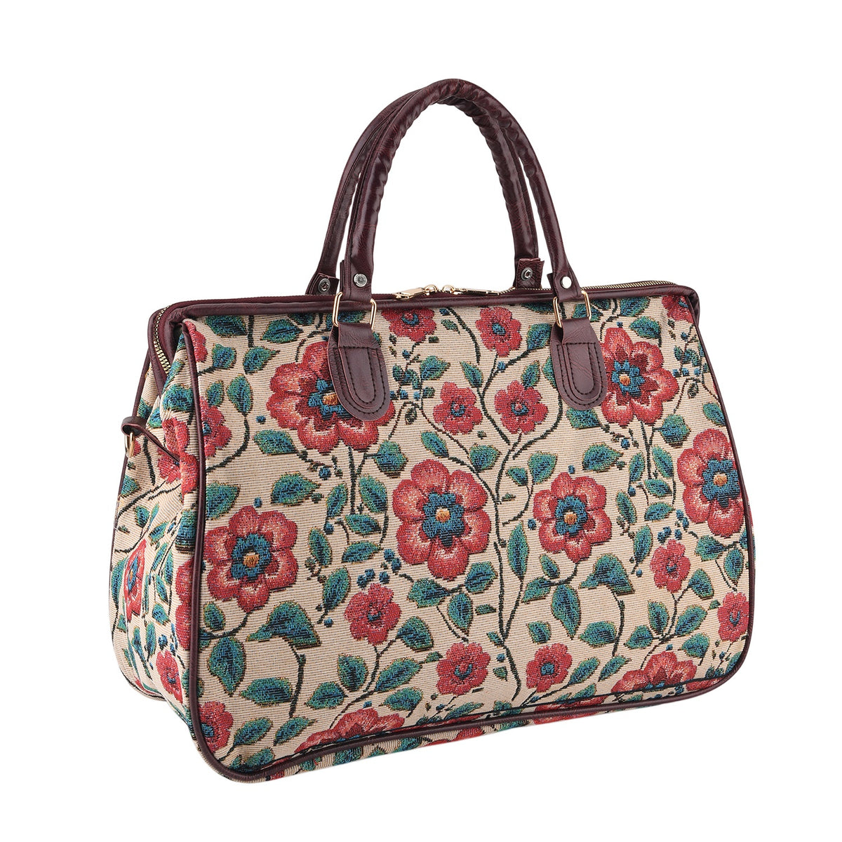 Designer Closeout - Tapestry Large Handbag With Detachable Shoulder Strap - Rose V32665977 7