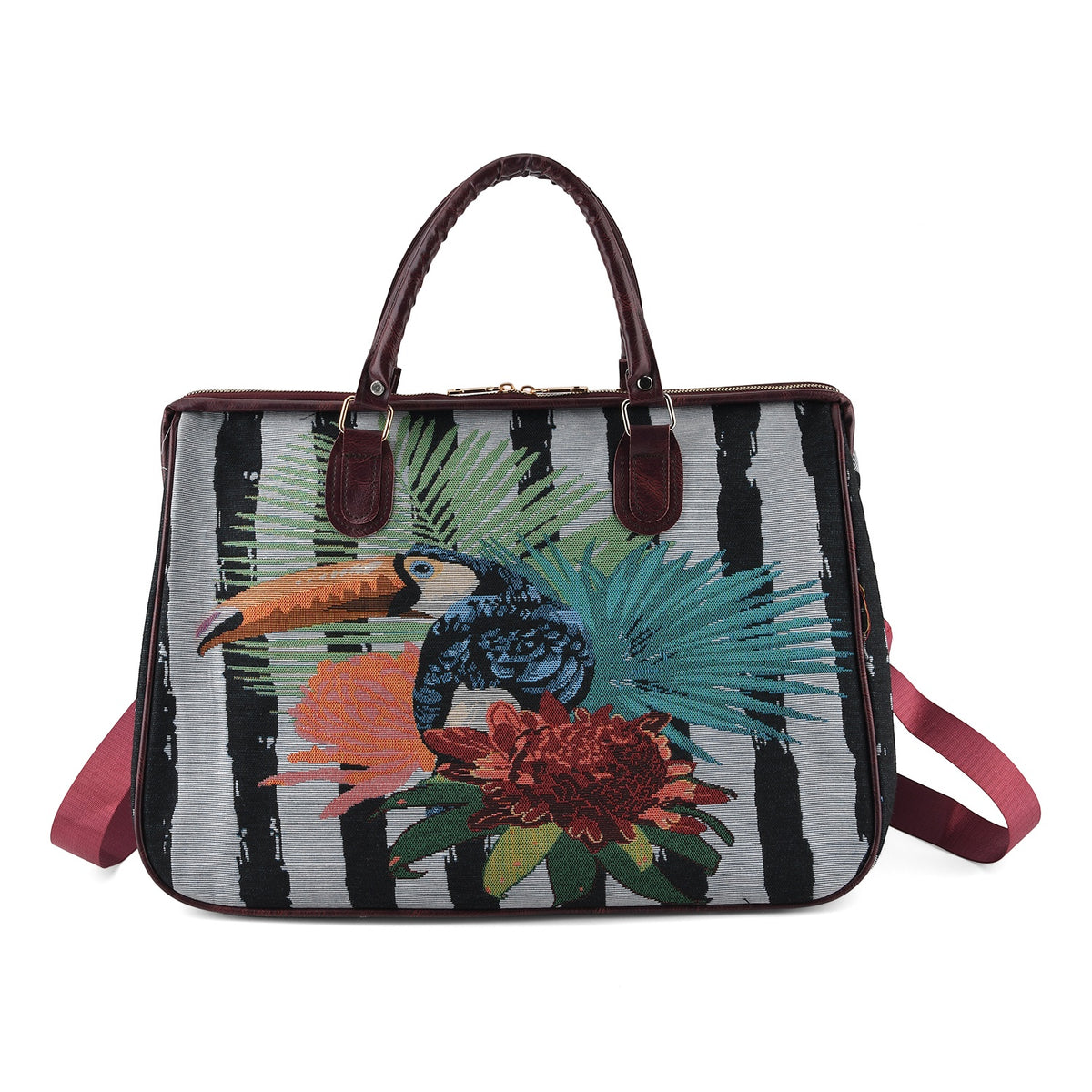 Designer Closeout - Tapestry Large Handbag With Detachable Shoulder Strap - Bird V32665696 0