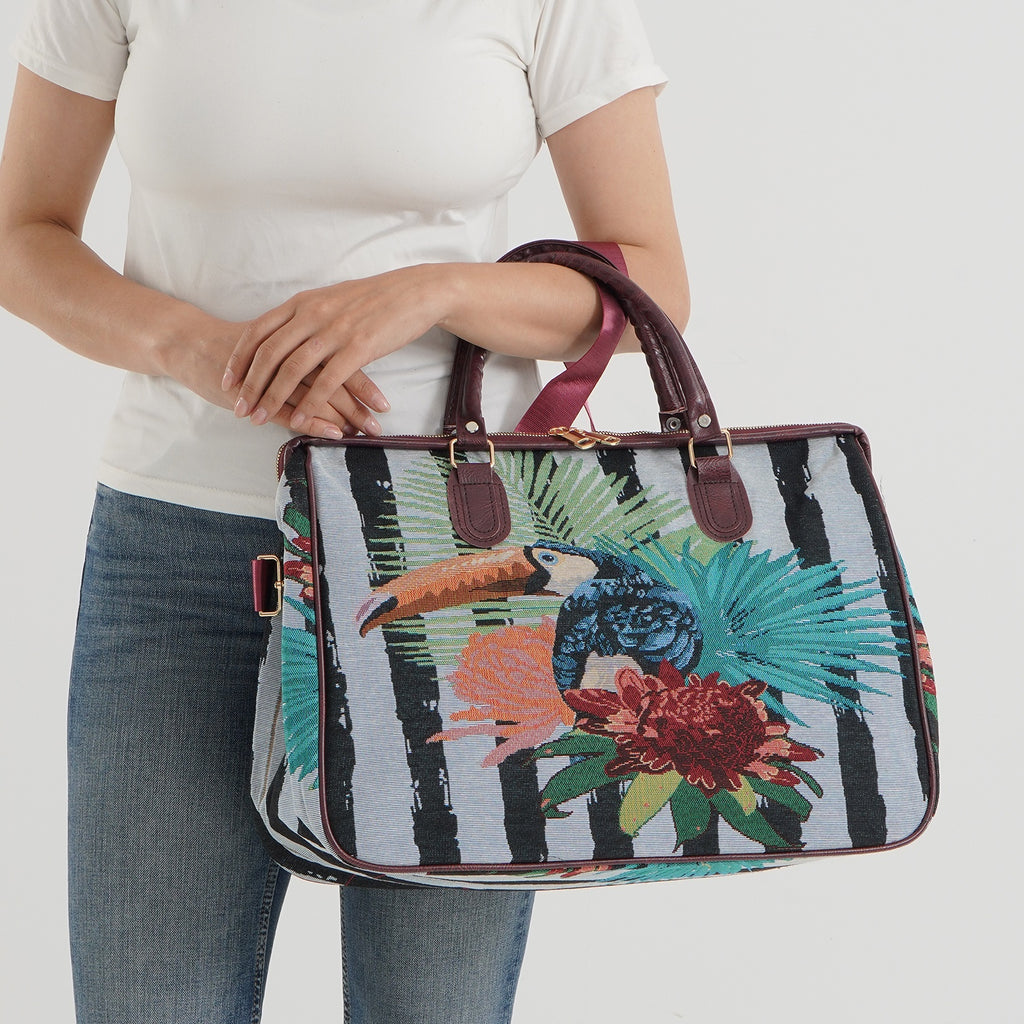 Designer Closeout - Tapestry Large Handbag With Detachable Shoulder Strap - Bird_8545262_2