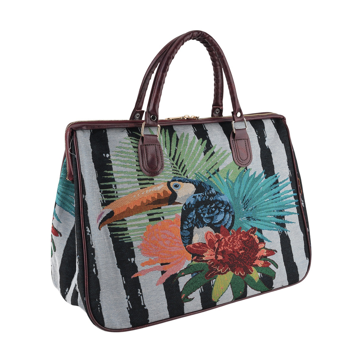 Designer Closeout - Tapestry Large Handbag With Detachable Shoulder Strap - Bird V32665696 7
