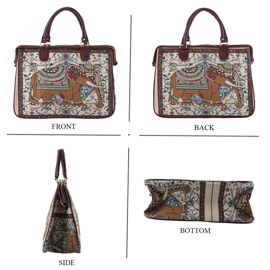 Designer Closeout - Tapestry Large Handbag With Detachable Shoulder Strap - Elephant_8545270_3