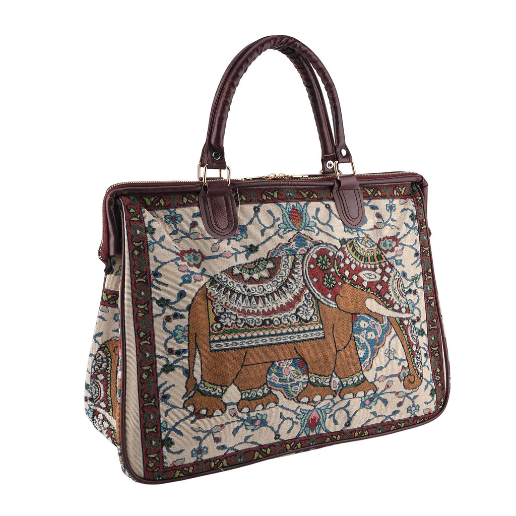 Designer Closeout - Tapestry Large Handbag With Detachable Shoulder Strap - Elephant_8545270_6