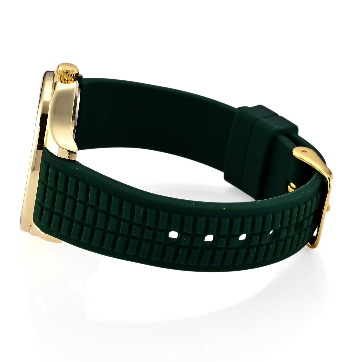 STRADA Classic PC21S Japan Movement Water Resistant Green Hydraulic Literal Dial &amp; PNP Gold Plating Unisex Watch with Green Silicone Strap V32367308 6