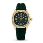 STRADA Classic PC21S Japan Movement Water Resistant Green Hydraulic Literal Dial & PNP Gold Plating Unisex Watch with Green Silicone Strap