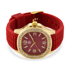 STRADA Classic PC21S Japan Movement Water Resistant Dark Red Hydraulic Literal Dial & PNP Gold Plating Unisex Watch with Dark Red Silicone Strap_8545396_4