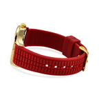 STRADA Classic PC21S Japan Movement Water Resistant Dark Red Hydraulic Literal Dial & PNP Gold Plating Unisex Watch with Dark Red Silicone Strap_8545396_5