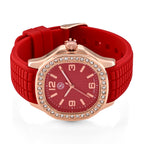 STRADA Classic PC21S Japan Movement Water Resistant Red Hydraulic Literal Dial & PNP Rose Gold Plating Unisex Watch with Red Silicone Strap_8545397_4