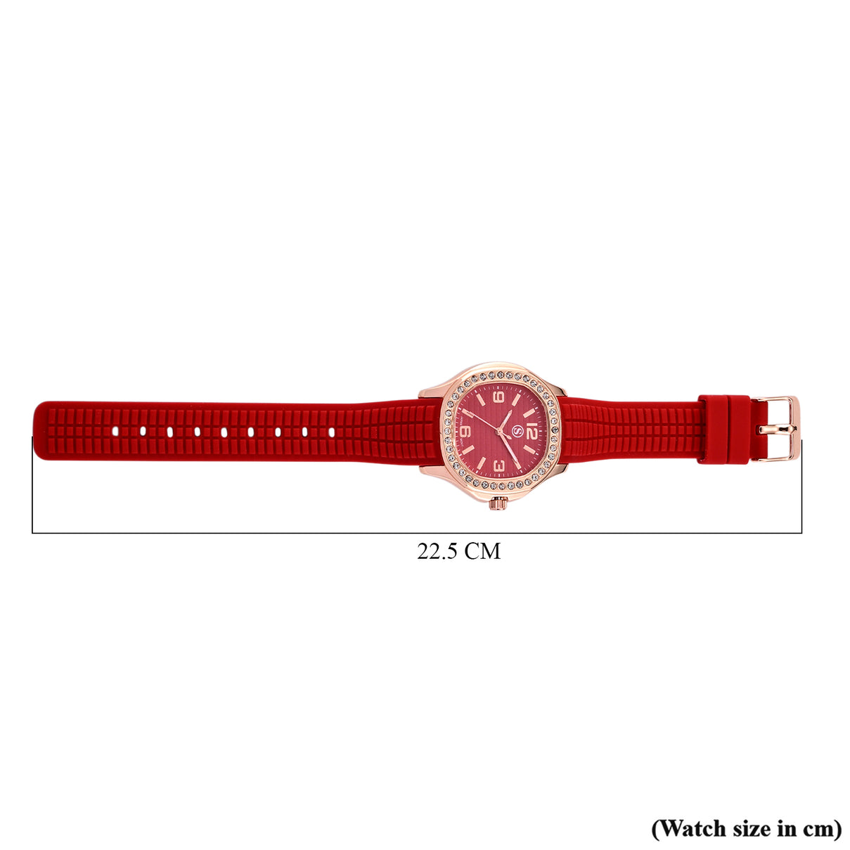 STRADA Classic PC21S Japan Movement Water Resistant Red Hydraulic Literal Dial &amp; PNP Rose Gold Plating Unisex Watch with Red Silicone Strap 8545397 7