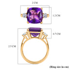 AAA African Amethyst & Lab Grown Diamond (SI/G-H) Trilogy Ring in 18K Vermeil Yellow Gold Plated Sterling Silver 5.47 Ct._8545625_5