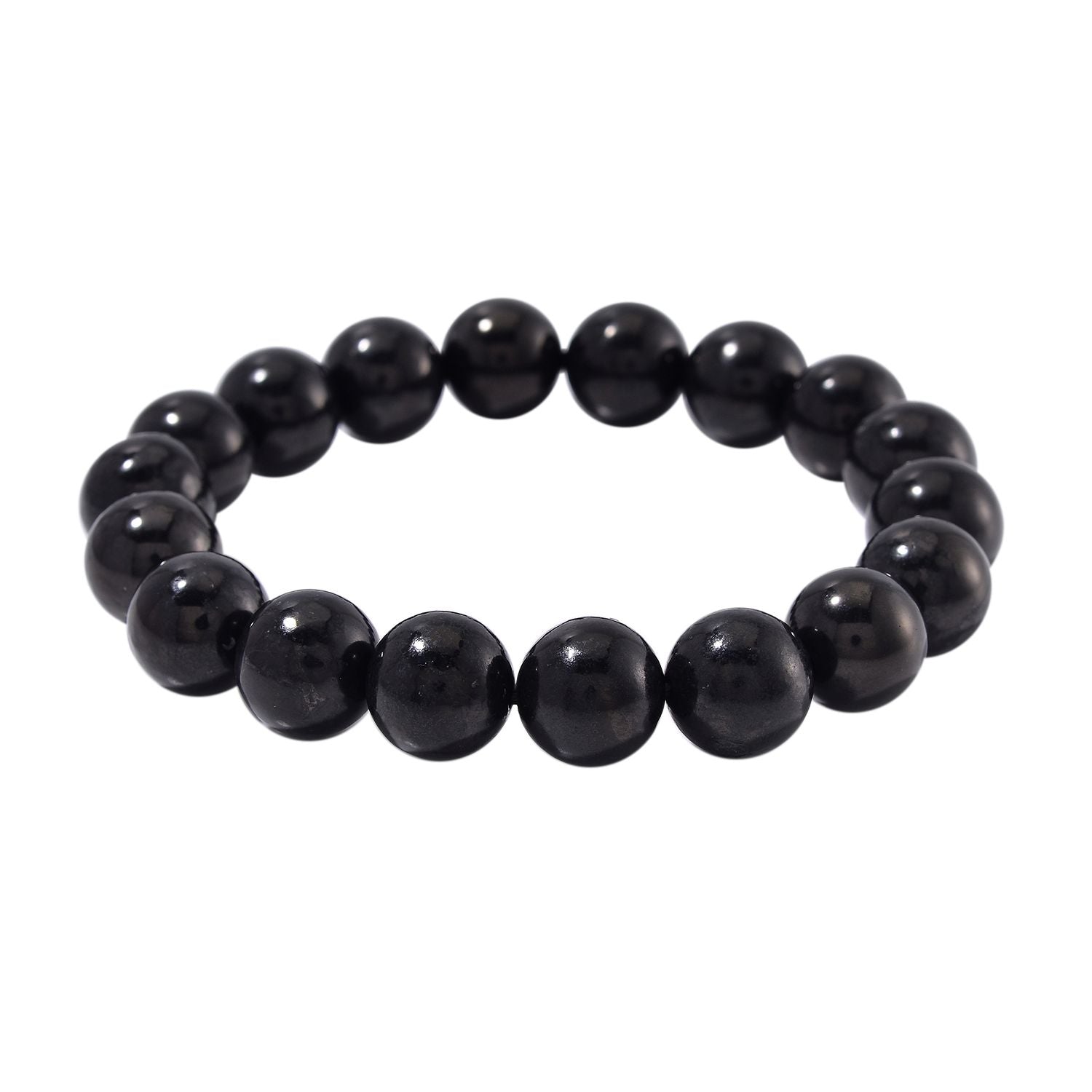 Natural Shungite Beads Stretchable Bracelet (Size - 7 to 7.5) 200.00 Ct. 8545958 0