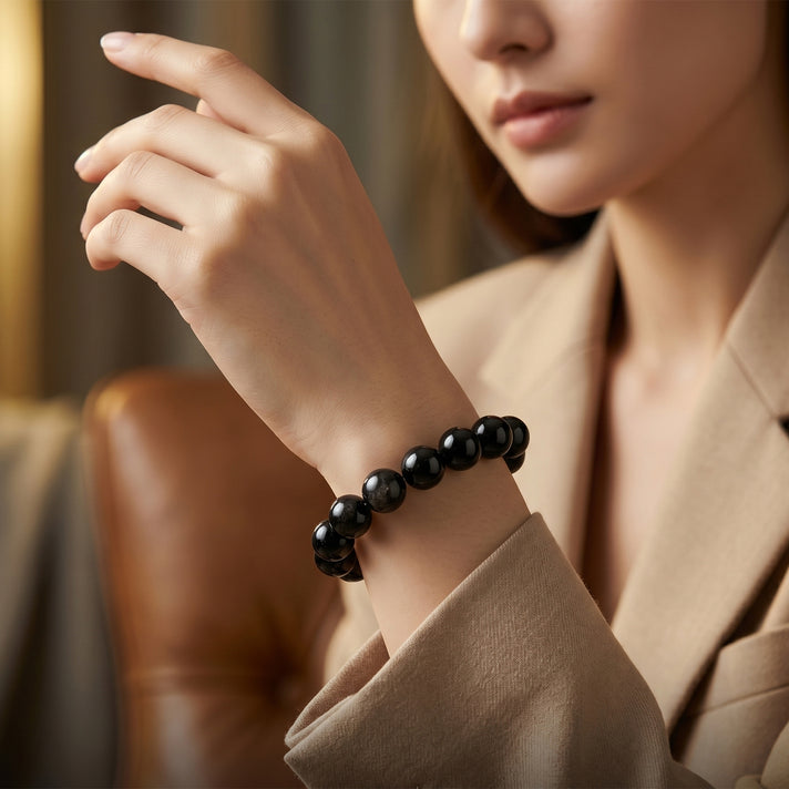 Natural Shungite Beads Stretchable Bracelet (Size - 7 to 7.5) 200.00 Ct. 8545958 2