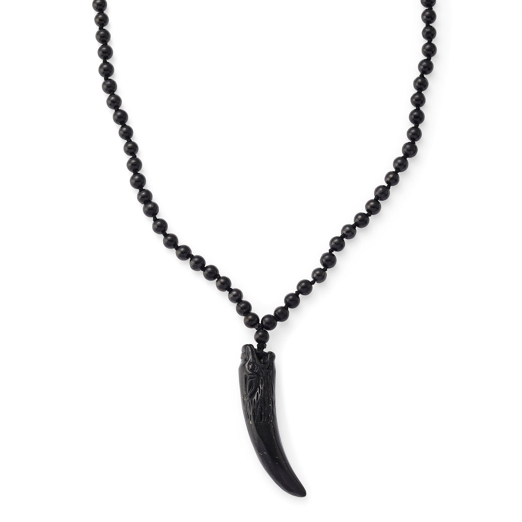 Shungite Tusk Carved Necklace (Size - 28) 130.00 Ct._8546434