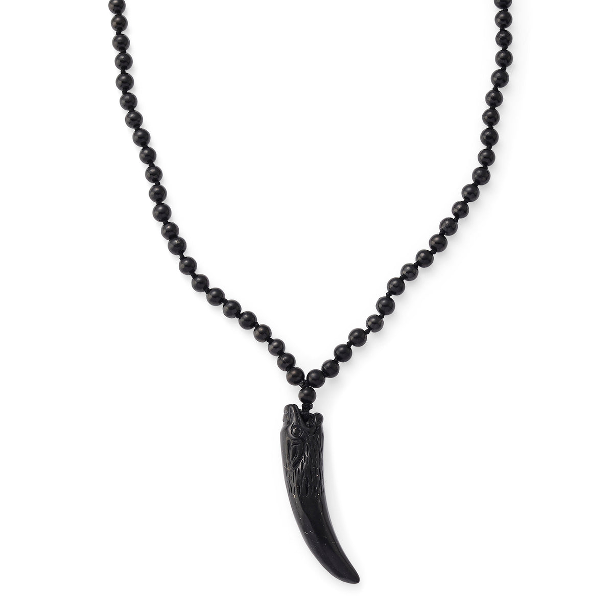 Shungite Tusk Carved Necklace (Size - 28) 130.00 Ct. 8546434 0