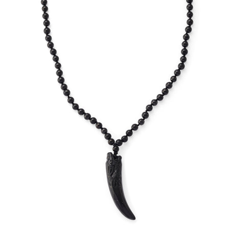 Shungite Tusk Carved Necklace (Size - 28) 130.00 Ct. 8546434 1