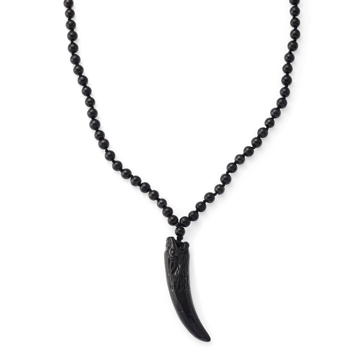 Shungite Tusk Carved Necklace (Size - 28) 130.00 Ct. 8546434 1