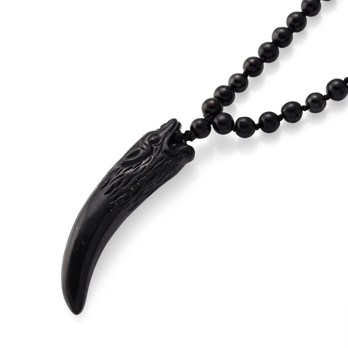 Shungite Tusk Carved Necklace (Size - 28) 130.00 Ct. 8546434 4